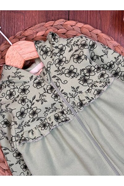 Kids Kingdom Cotton Thessaloniki Knit Soft Texture Floral Pattern Zippered Baby Girl Romper