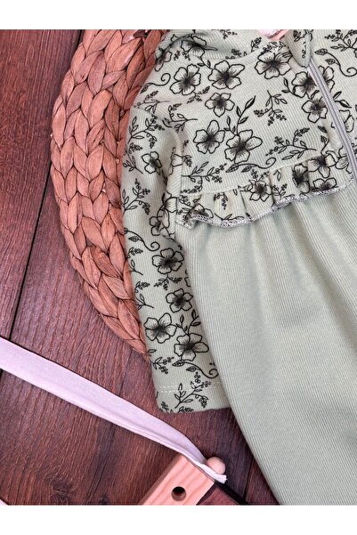 Kids Kingdom Cotton Thessaloniki Knit Soft Texture Floral Pattern Zippered Baby Girl Romper