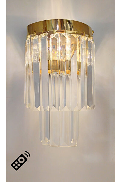 gaziantepavize Kumandalı Pilli Aplik Pado Gold Kasa Lüx Taşlı Dekoratif Duvar Aplik - Tek Adet