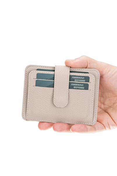 AbbasShop حامل بطاقات جلدي نحيف متعدد الأقسام BLW019 ERC3 بيج