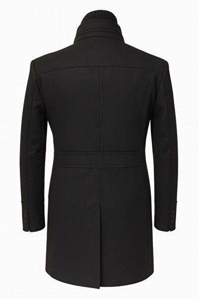 Plus Scorpion Men's Slim Fit Cashmere Coat – Detachable Ribbed Zipper Collar, S–Xxl