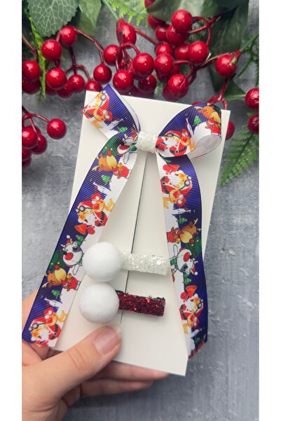 Toka Perisi New Year's Christmas Gift Ribbon Pompom Buckle Set (4.5cm Metal Clip Buckle)