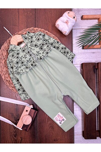 Kids Kingdom Cotton Thessaloniki Knit Soft Texture Floral Pattern Zippered Baby Girl Romper