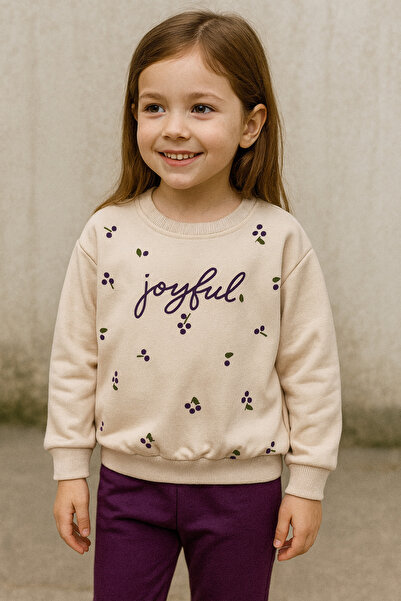 YUMİYUMM 4-10 Years Old Girl Two-Thread Sh Fleece-Lined Joy Full Written Double Set