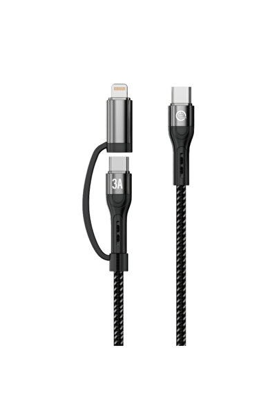Golden Plus Fabric Anti-Cut 2-in-1 Cable (iPhone + Type-C) -