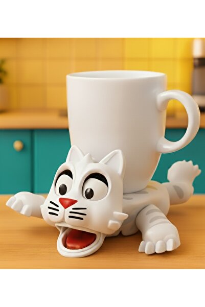 3D Hayvan Figürlü Hareketli Bardak Altlığı | Ayakları ve Ağzı Açılan Komik Ke...