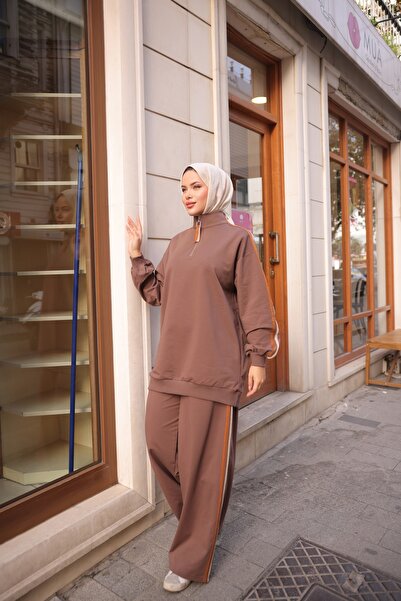 Ryzi Moda Women's Hijab Sports Tracksuit Set Zippered Collar