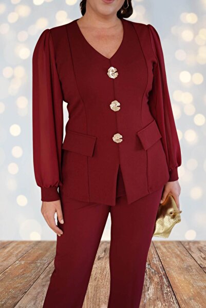 Moda Amore Plus Size Button Detailed Two-Piece Set – Stylish and Comfortable Combination (44-46-48) 029