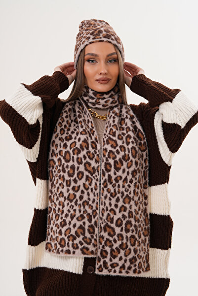 Ritagarcia Luxury Soft Textured Leopard Scarf Beanie Set | Quality Knitwear Combination