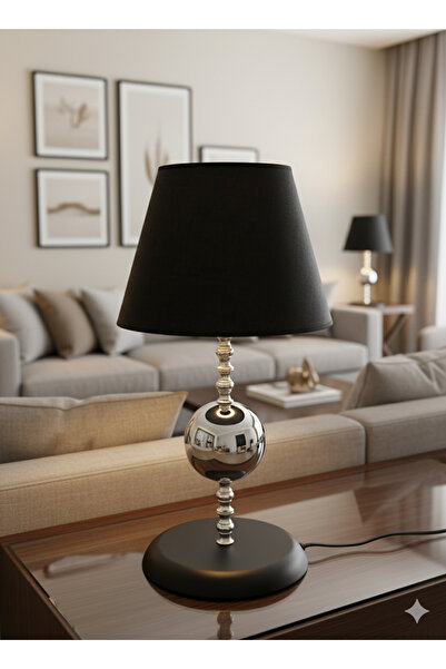 asellus Moon Luxury Silver Globe Lampshade Modern Bedroom Table Lamp with Black Head 2025 Trend