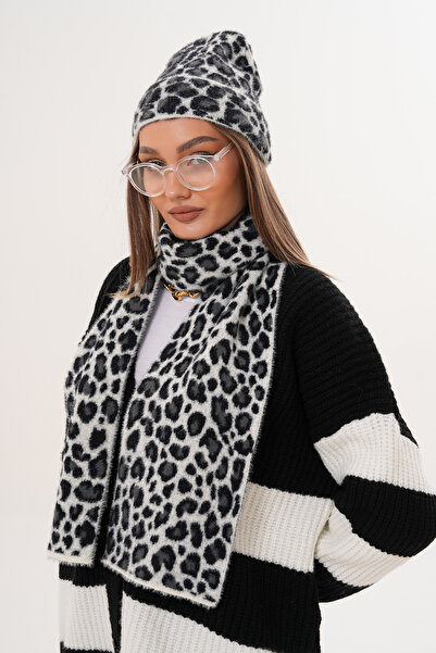 Ritagarcia Luxury Soft Textured Leopard Scarf Beanie Set | Quality Knitwear Combination