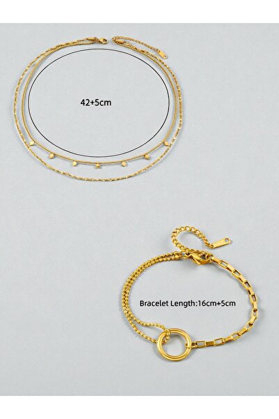 NEW STYLE A luxurious and modern accessory set consisting of a necklace and bracelet. The necklace measures 47 cm and is made of stainless steel. It comes in an elegant box.