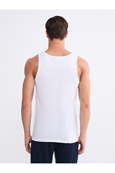 LC Waikiki White U-Neck Combed Cotton Men's Undershirt