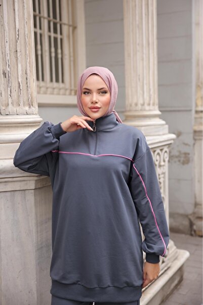 Ryzi Moda Women's Hijab Sports Tracksuit Set Zippered Collar