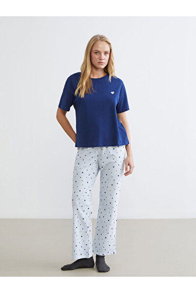 LC Waikiki Lcw Dream Blue Crew Neck Printed Women's Pajamas Set