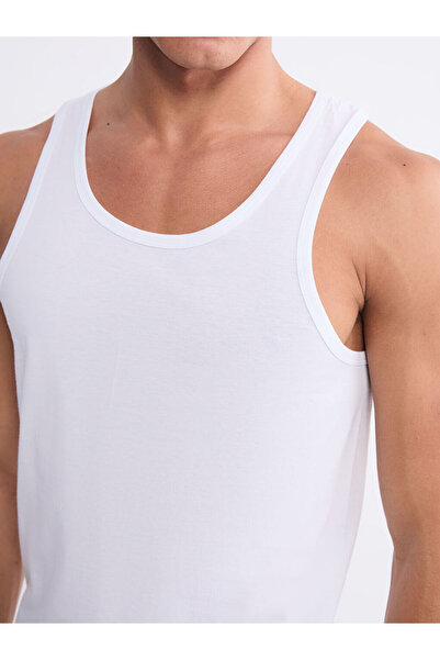 LC Waikiki White U-Neck Combed Cotton Men's Undershirt