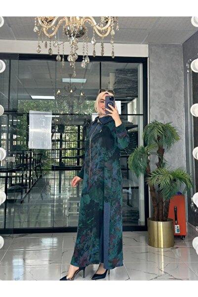 Zümra Tesettür Moda Mahya Elbise-Mavi