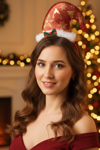 Jaida Moda Γυναικείο Χριστουγεννιάτικο Καπέλο Χριστουγεννιάτικο στέμμα με φιγούρα και φιόγκο