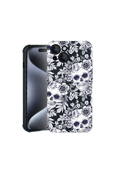 bestcase Θήκη Pro Shock για Apple iPhone 15, με σχέδιο κρανίο σε μαύρο και άσ...