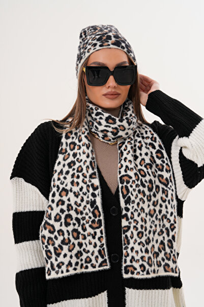 Ritagarcia Luxury Soft Textured Leopard Scarf Beanie Set | Quality Knitwear Combination