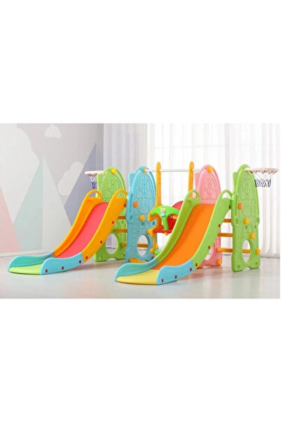 FULLJOY مجموعة زحليقة وأرجوحة مع حلقة كرة سلة وموسيقي 4*1 للأطفال،مجموعة ملعب...