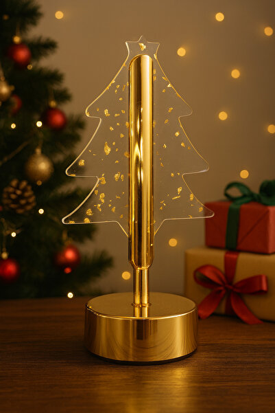 BLUE SİDE Pinterest Stil Yılbaşı Konseptli Masa Lambası Yılbaşı Ağacı Desenli...