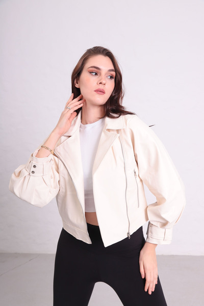 derrymore Oversized Balonkol Faux Leather Jacket