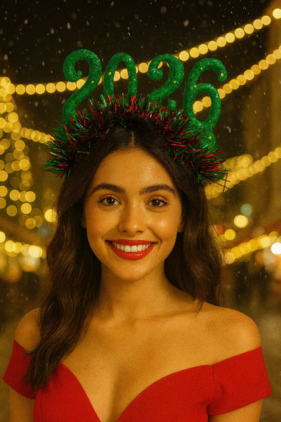 Jaida Moda Γυναικεία Πρωτοχρονιά σε πράσινο χρώμα – Πρωτοχρονιάτικη κορώνα με γράμματα 2026