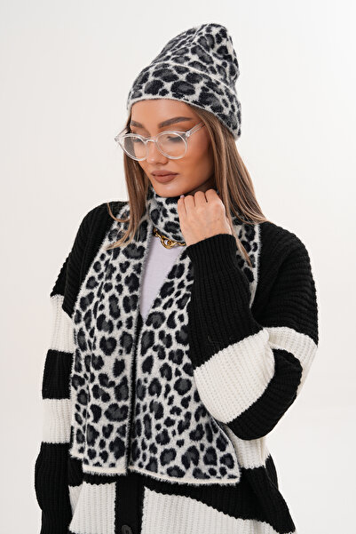 Ritagarcia Luxury Soft Textured Leopard Scarf Beanie Set | Quality Knitwear Combination