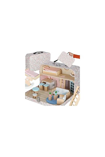 Three top online Dollhouse in a suitcase with accessories and wooden furniture