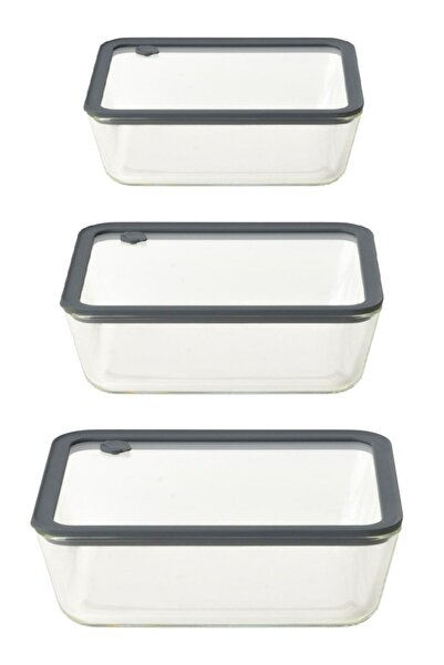 kitchenboost Glass Storage Container with Silicone Vacuum Lid 3 Sizes 700-1400-2600 Ml.