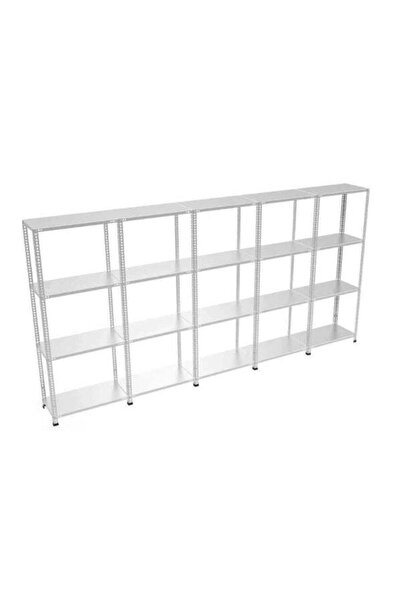 Raffar 4 Katlı 5’li Bitişik Çelik Raf Sistemi | Galvaniz Depo Rafı | Demir Metal Raf | 43-375-150
