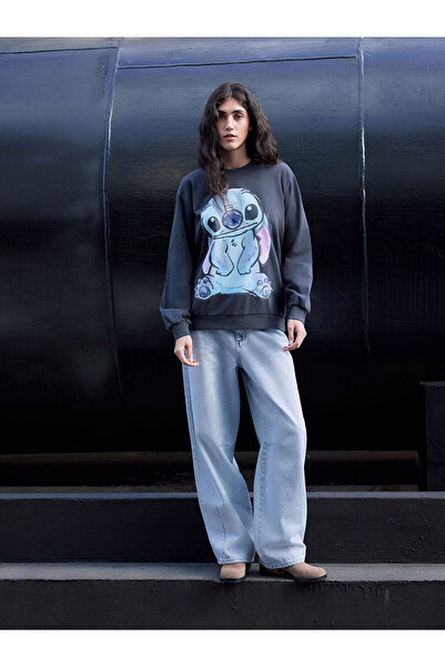 LC Waikiki Xsidestitch printed oversize women's sweatshirt
