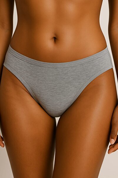 enmodaiçgiyim 10 Pieces Gray Cotton Basic Daily Women's Bikini Panties – Regular Waist, Non-Marking, Soft, Flexible Comfortable