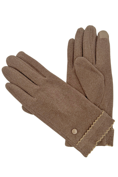 Sofist İstanbul Brown Suede Look Button Detailed Soft Women's Gloves