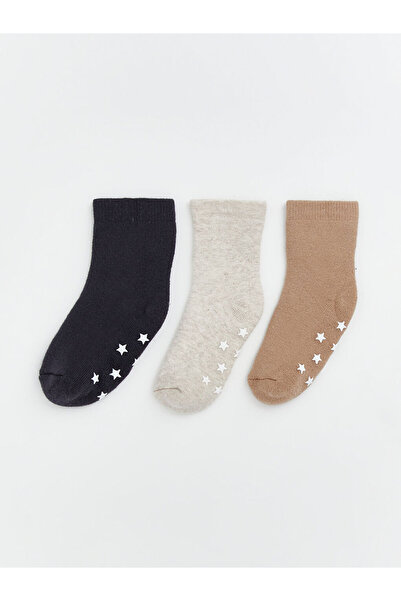 LC Waikiki Rmz Gi̇yi̇m Farkiyla Classic Baby Boy Socks 3-Piece Set