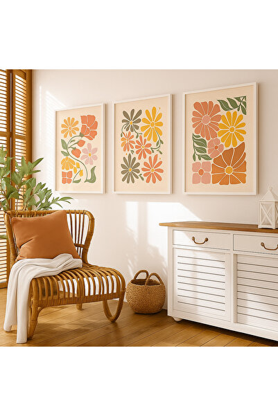 NT Handmade Laminated Framed Pvc Protected 3-Piece Colorful Abstract Patterned Decorative Uv Printing Mdf Wall Painting Set