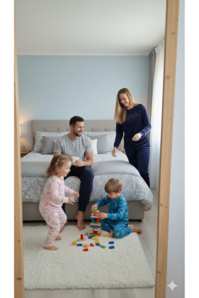 5.MEVSİM Navy Blue Velvet Pajama Set