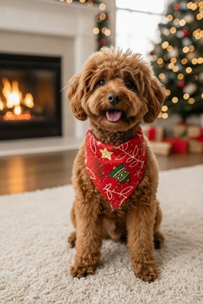 BiBa Pet New Year's Concept Dog Collar - Red Detachable Scarf