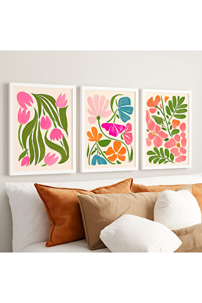 NT Handmade Laminated Framed Pvc Protected 3-Piece Colorful Abstract Patterned Decorative Uv Printing Mdf Wall Painting Set