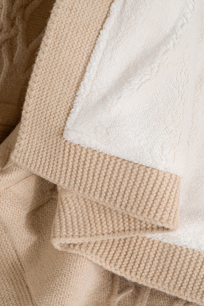 Koza Home Toffy Beige Checkered Knitted Baby Blanket 100X100