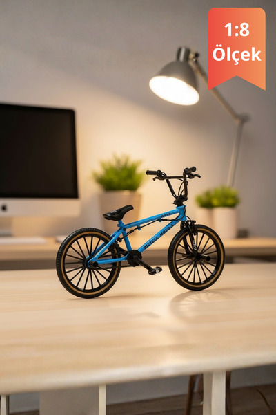 craftivio Mavi Yüksek Kaliteli Metal 1:8 Ölçek Bmx Bisiklet Standlı Koleksiyonluk Die Cast Model Bisiklet