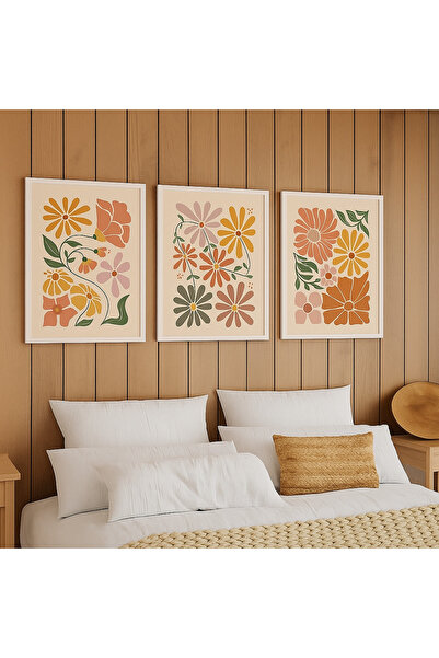 NT Handmade Laminated Framed Pvc Protected 3-Piece Colorful Abstract Patterned Decorative Uv Printing Mdf Wall Painting Set