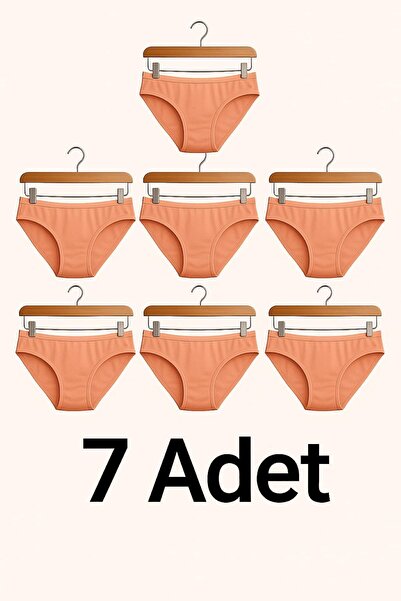 enmodaiçgiyim 7 Pieces Salmon Pink Cotton Basic Daily Women's Bikini Panties – Regular Waist, Non-Marking, Flexible and Comfortable