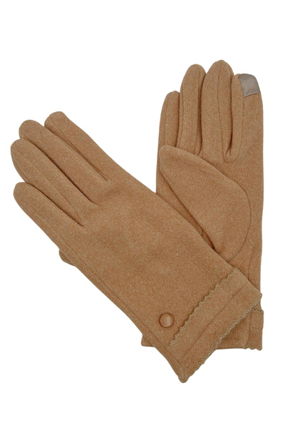 Sofist İstanbul Camel Suede Look Button Detailed Soft Women's Gloves