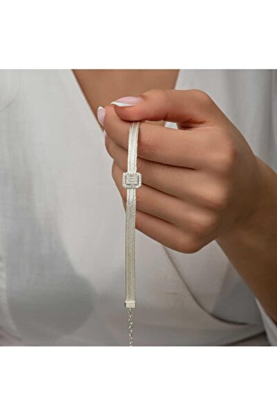 neşe silver Gümüş Baget Taşlı Trabzon Hasır Kadın Bileklik