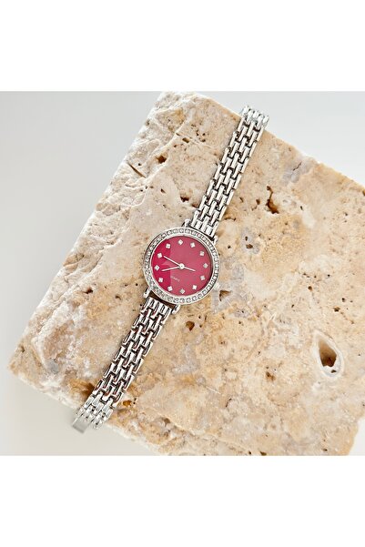 Vesce Atelier Petite Silver Watch Burgundy