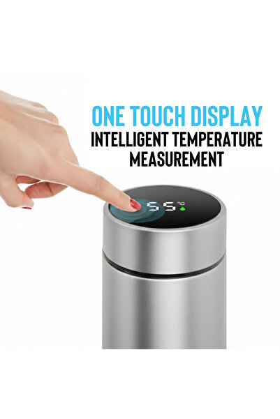 easyCTRL Smart Thermos with LED Temperature Display, Infuser, 500ml, Stainless Steel, Silver, easyCTRL®