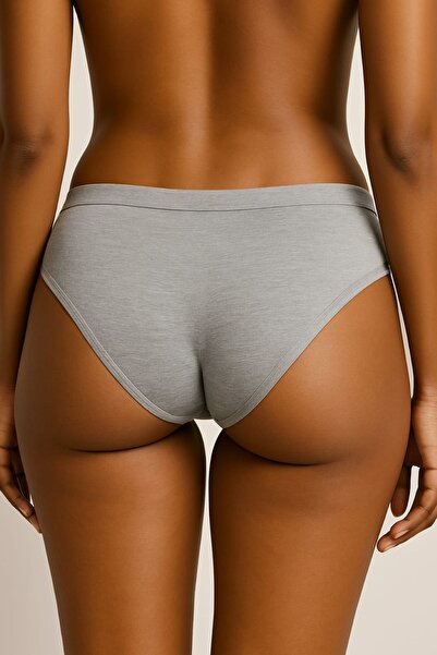 enmodaiçgiyim 10 Pieces Gray Cotton Basic Daily Women's Bikini Panties – Regular Waist, Non-Marking, Soft, Flexible Comfortable