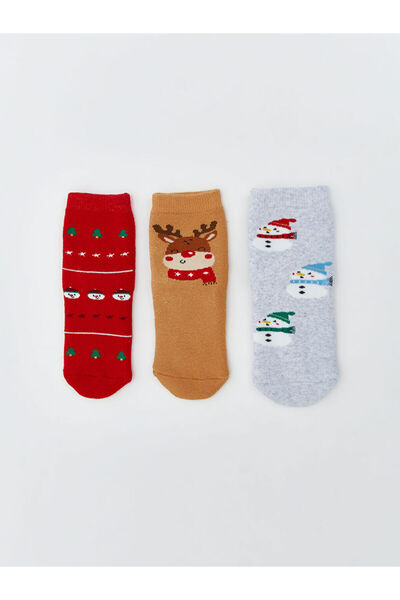 LC Waikiki Rmz Gi̇yi̇m Farkiyla New Year's Themed Baby Boy Socks 3-Piece Set